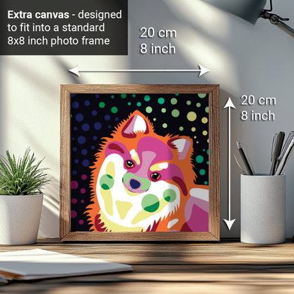 2-in-1 Paint by Numbers Kit - Rolled Canvases (20x25cm & 20x20cm), 16 Colours (Proud Little Paws - Pomeranian)