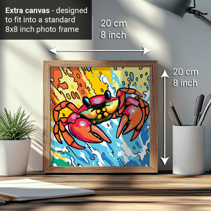 2-in-1 Paint by Numbers Kit - Rolled Canvases (20x25cm & 20x20cm), 16 Colours (Sea Life - Crab)
