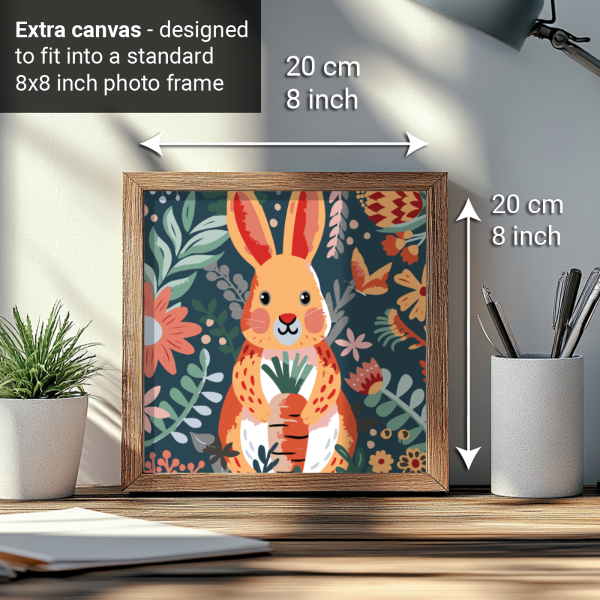 2-in-1 Paint by Numbers Kit - Rolled Canvases (20x25cm & 20x20cm), 16 Colours (Hue & Whimsy - Bunny)