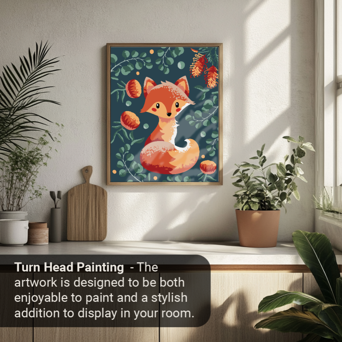 40x50cm Paint by Numbers Kit: Fox's Haven: Cute Fox with Leafy Background