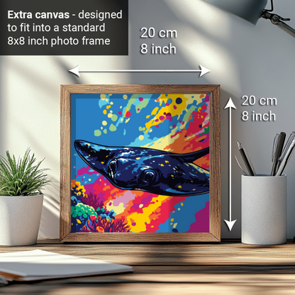 2-in-1 Paint by Numbers Kit - Rolled Canvases (20x25cm & 20x20cm), 16 Colours (Sea Life - Stingray)