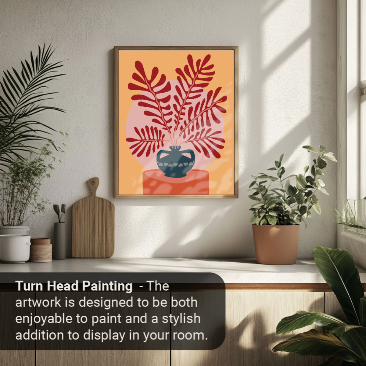 40x50cm Paint by Numbers Kit: Slate Elegance: Minimalist Vase with Large Plant