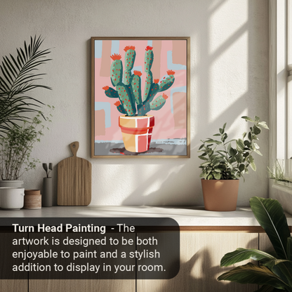 40x50cm Paint by Numbers Kit: Cactus pot paint by numbers kit in Matisse style