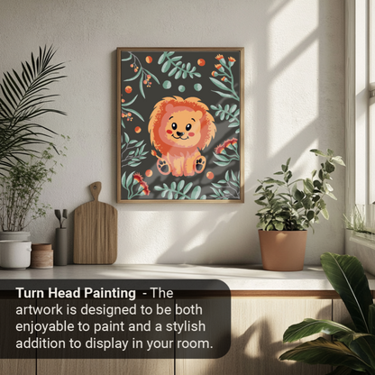 40x50cm Paint by Numbers Kit: Lion's Paradise: Cute Lion with Floral Elegance
