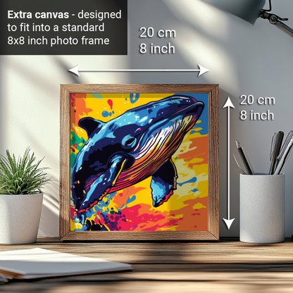 2-in-1 Paint by Numbers Kit - Rolled Canvases (20x25cm & 20x20cm), 16 Colours (Sea Lfe - Whale)