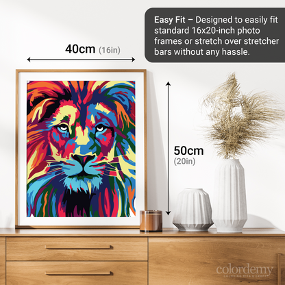 40x50cm Paint by Numbers Kit: Majestic Mane: Abstract Lion Portrait Paint by Numbers Kit!