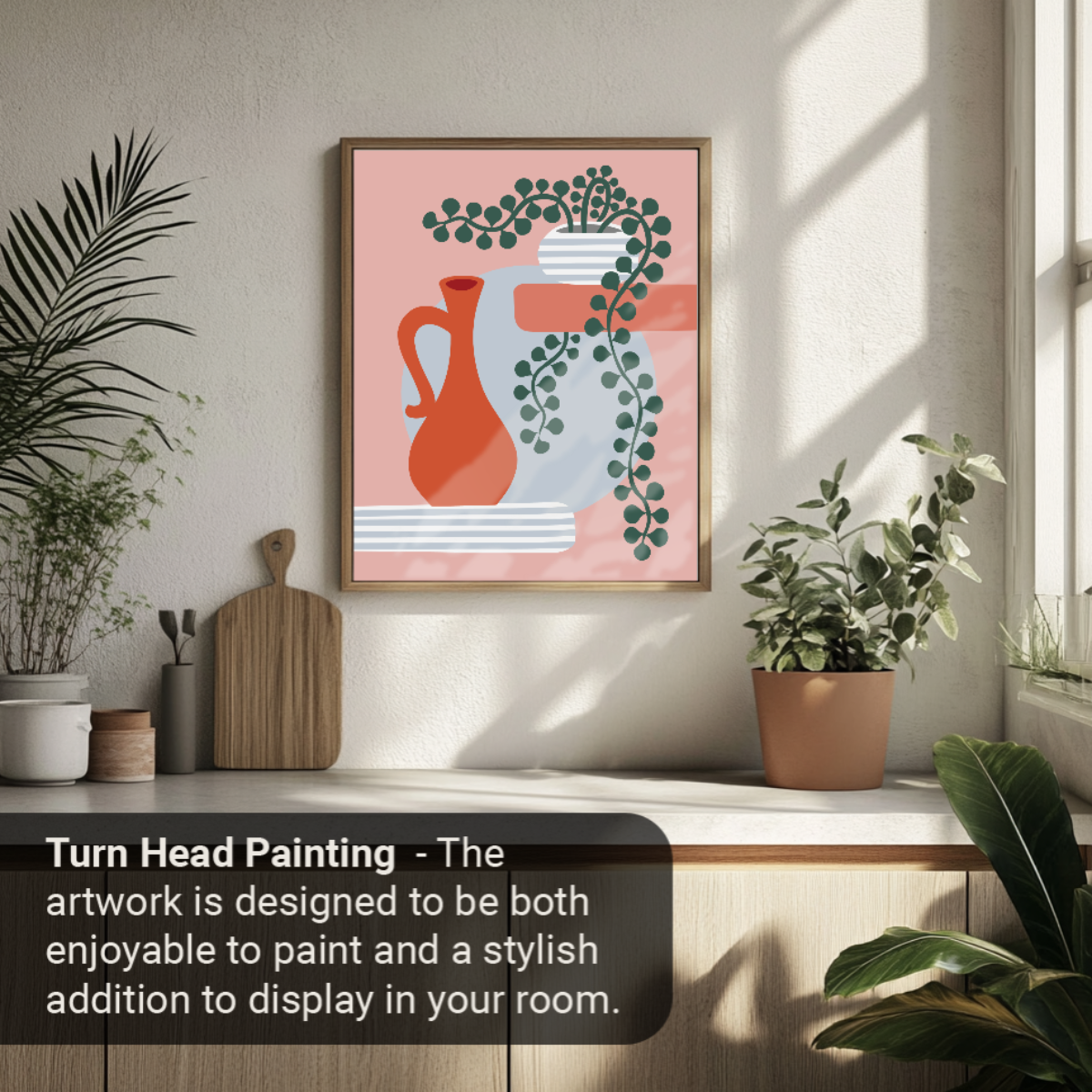 40x50cm Paint by Numbers Kit: Botanical Simplicity: Minimalist Red Vase and Round Pot