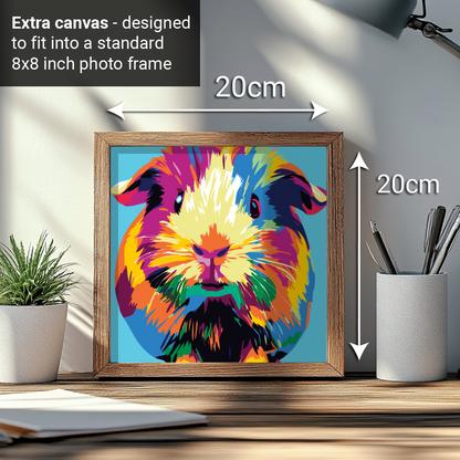 2-in-1 Paint by Numbers Kit - Rolled Canvases (20x25cm & 20x20cm), 16 Colours (Pop Party Palette - Guinea Pig)