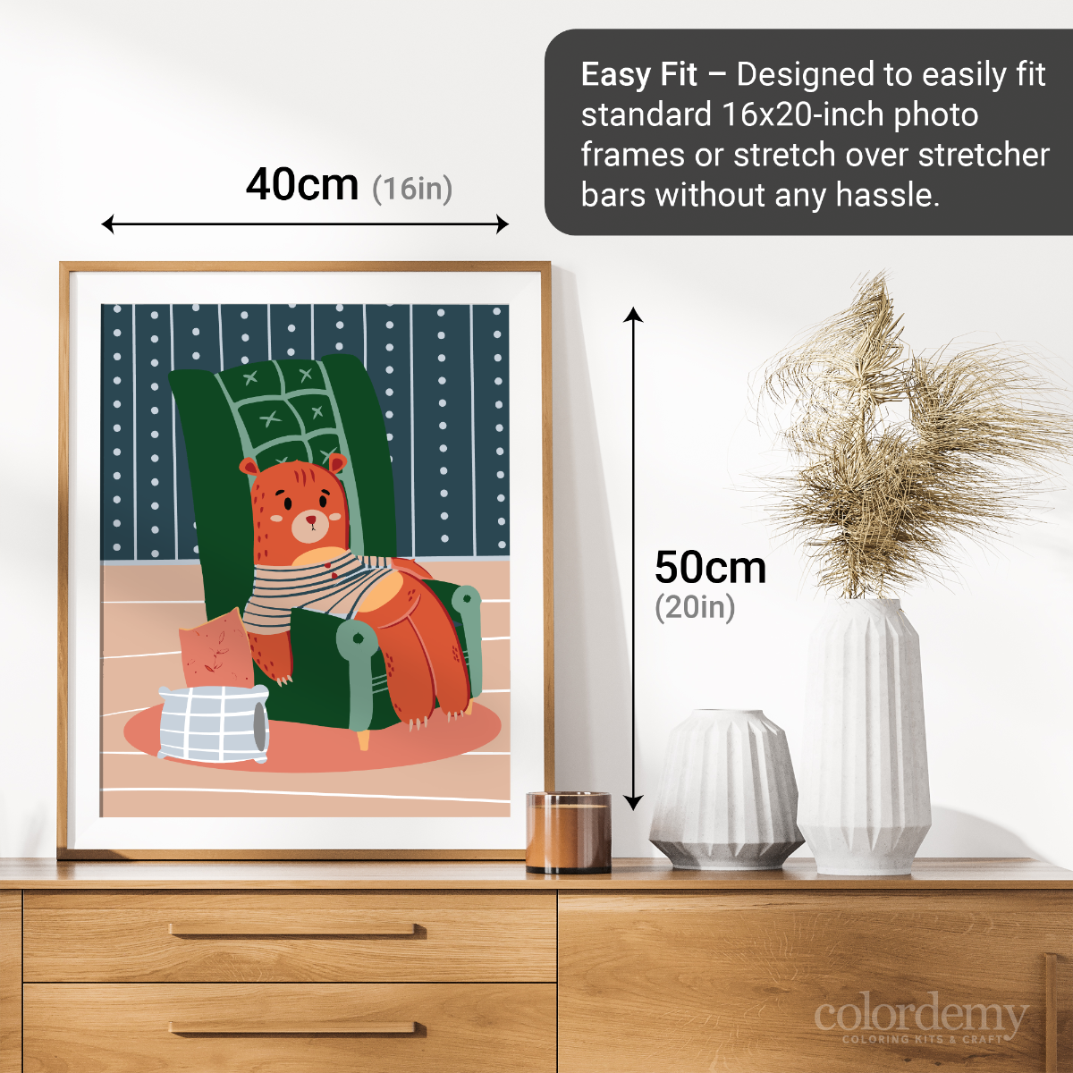 40x50cm Paint by Numbers kit: Cosy Corner: Lazy Bear on a Chair