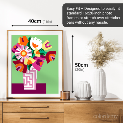 40x50cm Paint by Numbers kit:  Vibrant Blooms: Colourful Flower Vase