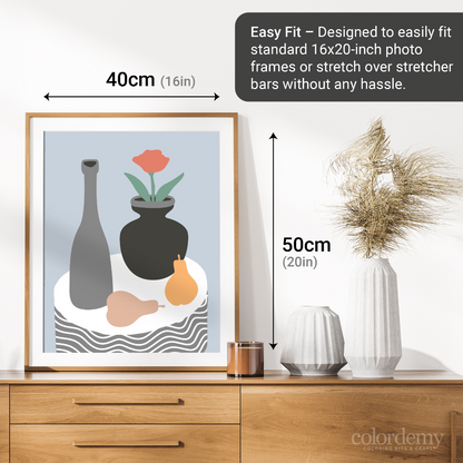 40x50cm Paint by Numbers Kit:  Minimalist Elegance: Grey Coffee Table with Vase and Fruits