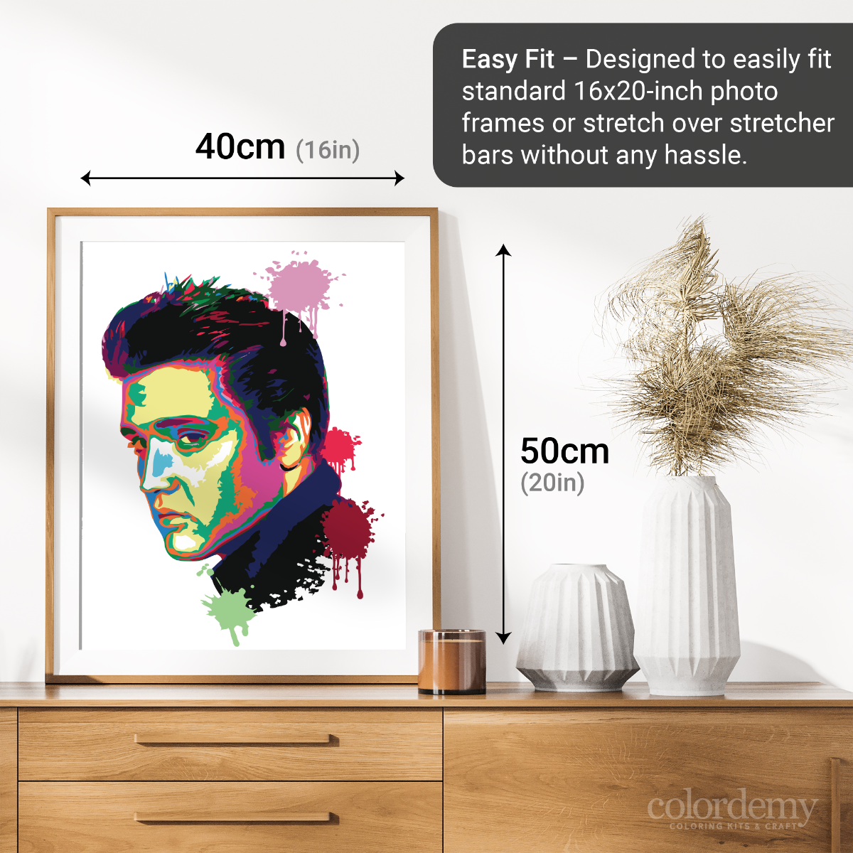 40x50cm Paint by Numbers kit: Musical Majesty: Colourful Abstract Elvis