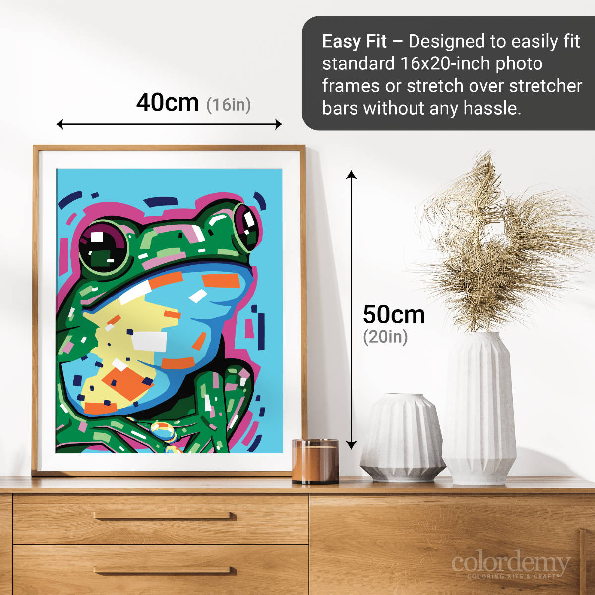 40x50cm Paint by Numbers kit: Froggy Fantasia: Dive into a World of Colour.