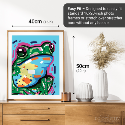 40x50cm Paint by Numbers kit: Froggy Fantasia: Dive into a World of Colour.