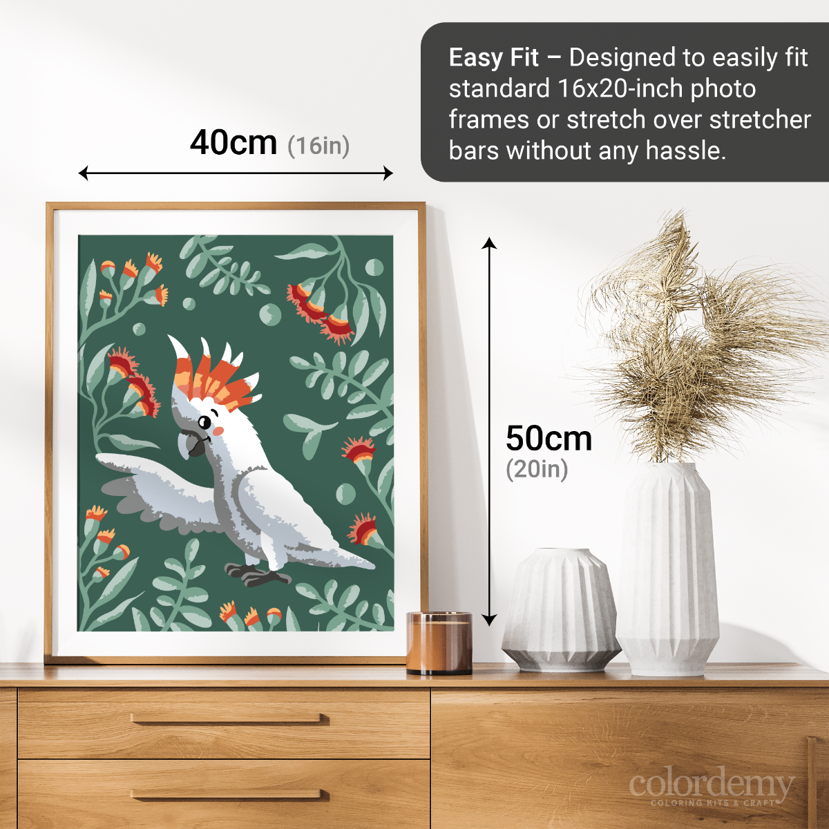 40x50cm Paint by Numbers Kit: Floral Fantasy: Enchanting Cockatoo