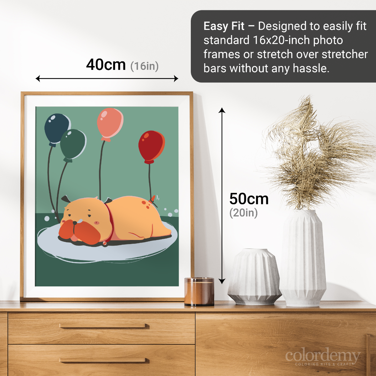 40x50cm Paint by Numbers kit: Birthday Paws: Lazy Dog Celebration