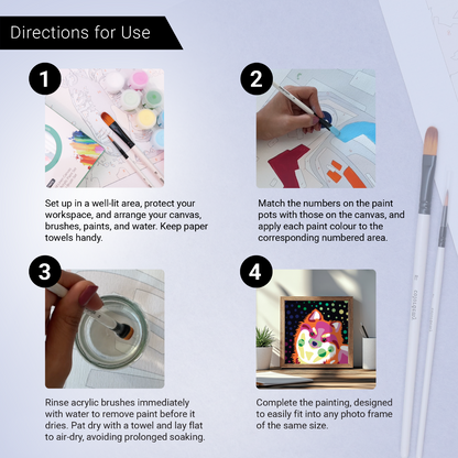 2-in-1 Paint by Numbers Kit - Rolled Canvases (20x25cm & 20x20cm), 16 Colours (Proud Little Paws - Pomeranian)