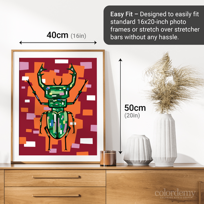 40x50cm Paint by Numbers Kit: Radiant Stag: Colourful Warm Stag Beetle