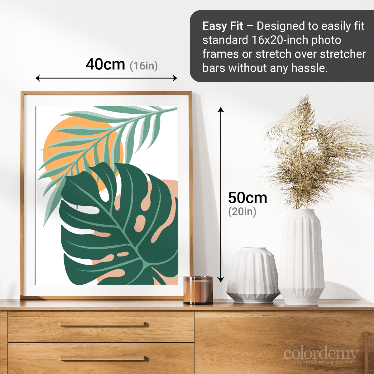 40x50cm Paint by Numbers Kit: Monstera Majesty: Leaf of Elegance