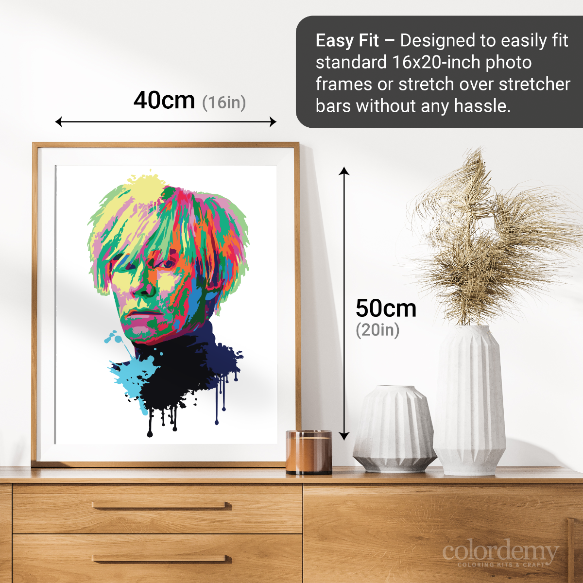 40x50cm Paint by Numbers kit: Warhol Inspired: Abstract Splash Portrait