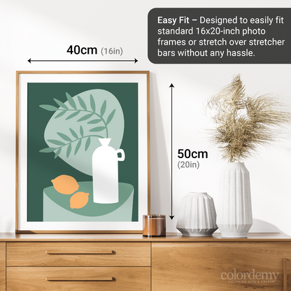 40x50cm Paint by Numbers Kit: Tabletop Serenity: Minimalist White Vase with Plant