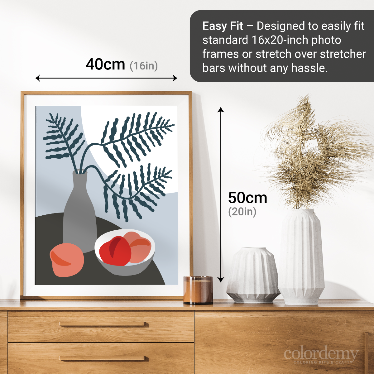 40x50cm Paint by Numbers Kit:  Elegant Simplicity: Minimalist Grey Vase and Peaches