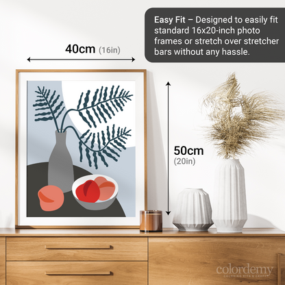 40x50cm Paint by Numbers Kit:  Elegant Simplicity: Minimalist Grey Vase and Peaches