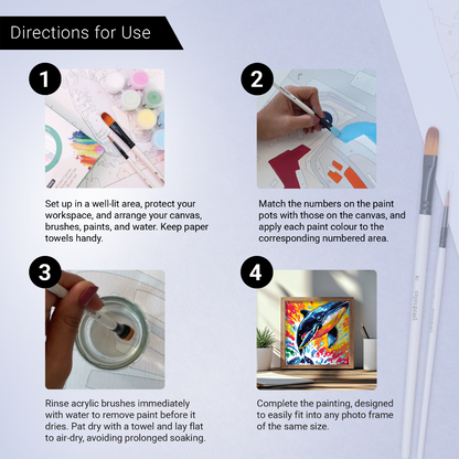 2-in-1 Paint by Numbers Kit - Rolled Canvases (20x25cm & 20x20cm), 16 Colours (Sea Lfe - Whale)