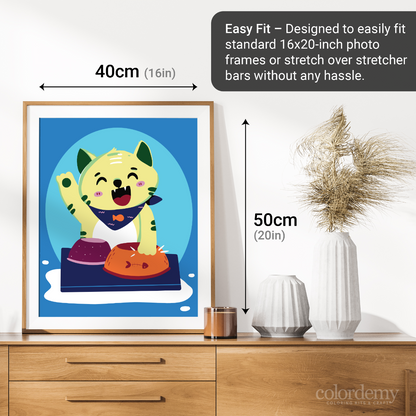 40x50cm Paint by Numbers Kit: Purrfect Rhythm: Cat Drumming Cat Bowls