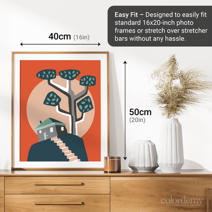 40x50cm Paint by Numbers Kit - Rolled Canvases, 16 Colours (Funkies - House on The Hill)