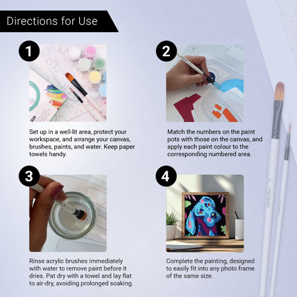 2-in-1 Paint by Numbers Kit - Rolled Canvases (20x25cm & 20x20cm), 16 Colours (Proud Little Paws - Beagle)