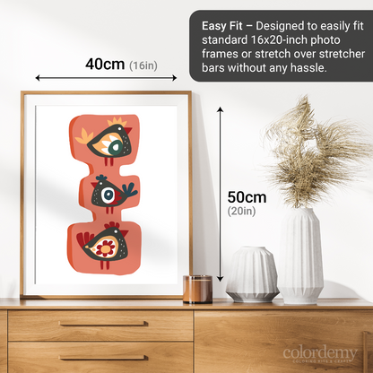 40x50cm Paint by Numbers Kit: Avian Totem: Minimalist Red Triangles