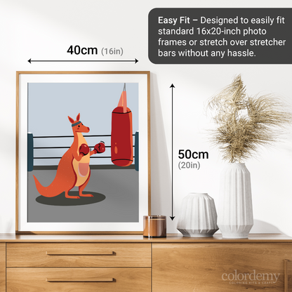 40x50cm Paint by Numbers Kit:  Kangaroo Champion: Boxing Glory