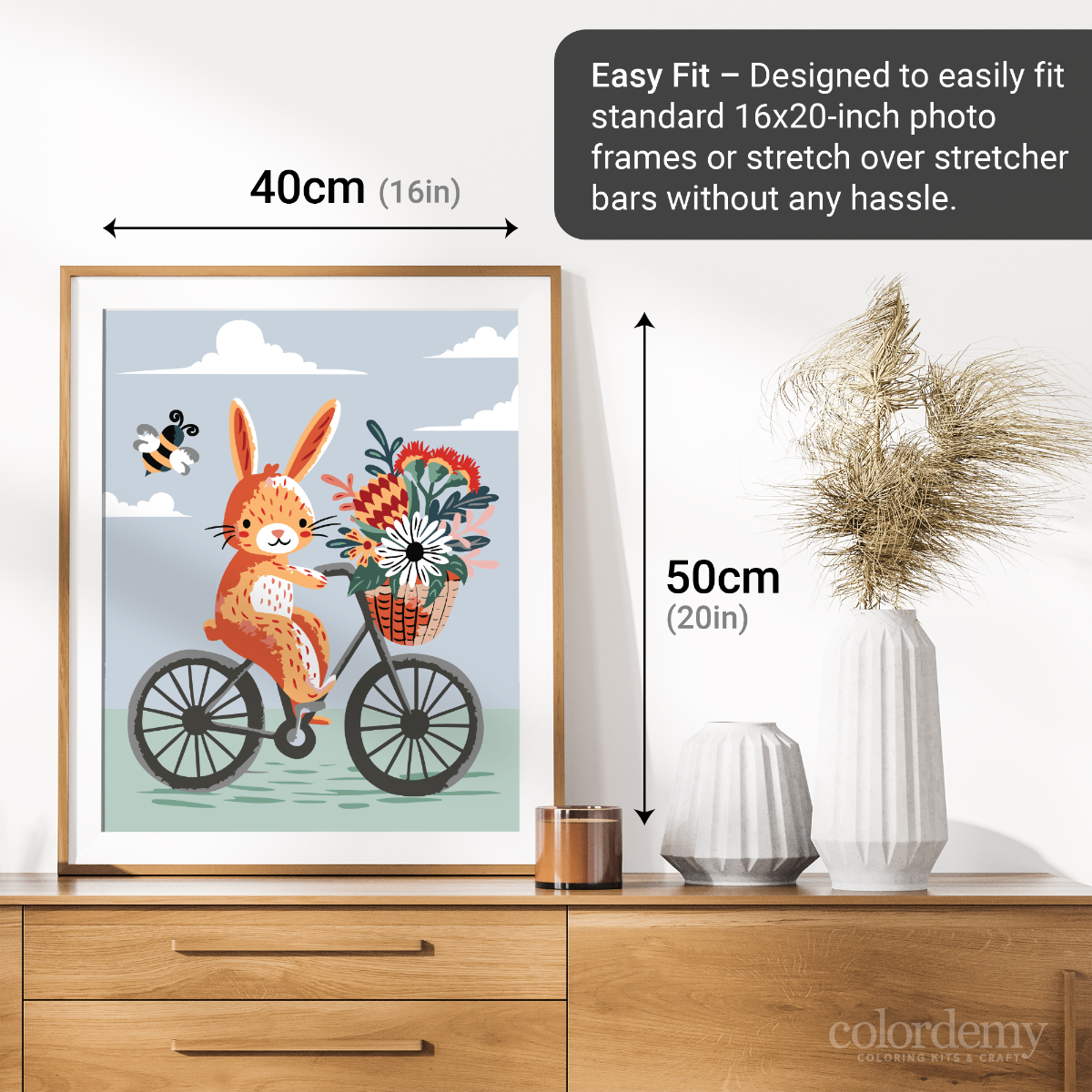 40x50cm Paint by Numbers Kit: Bunny's Breezy Ride: Bicycle Adventure with Bee