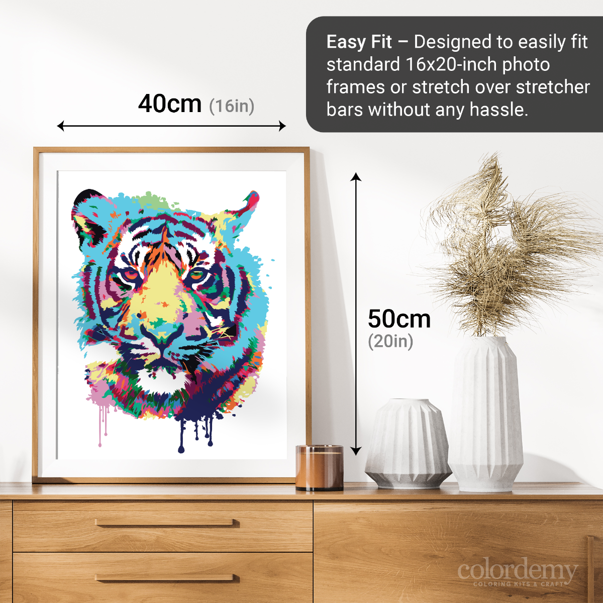 40x50cm Paint by Numbers Kit: Vibrant Roar: Abstract Tiger Portrait Paint by Numbers Kit!