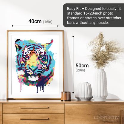40x50cm Paint by Numbers Kit: Vibrant Roar: Abstract Tiger Portrait Paint by Numbers Kit!
