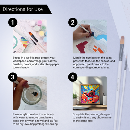 2-in-1 Paint by Numbers Kit - Rolled Canvases (20x25cm & 20x20cm), 16 Colours (Sea Life - Lobster)
