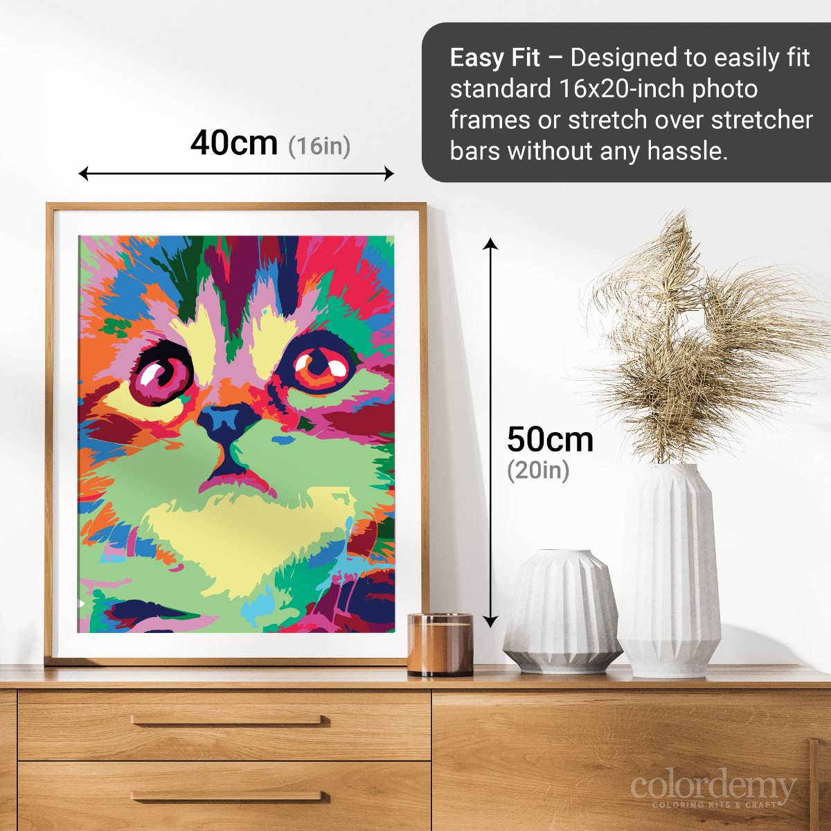 40x50cm Paint by Numbers kit: Mystical Whiskers: Closeup Abstract Cat Face