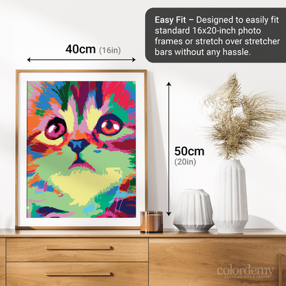40x50cm Paint by Numbers kit: Mystical Whiskers: Closeup Abstract Cat Face