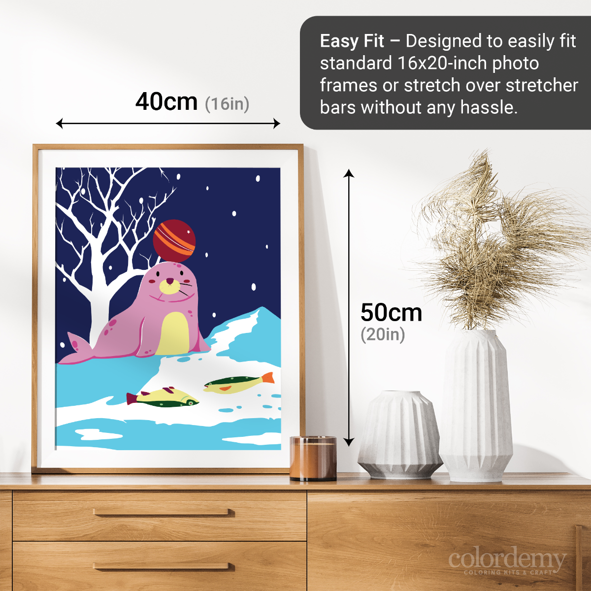 40x50cm Paint by Numbers Kit: Snowy Serenity: Pink Simple Seal