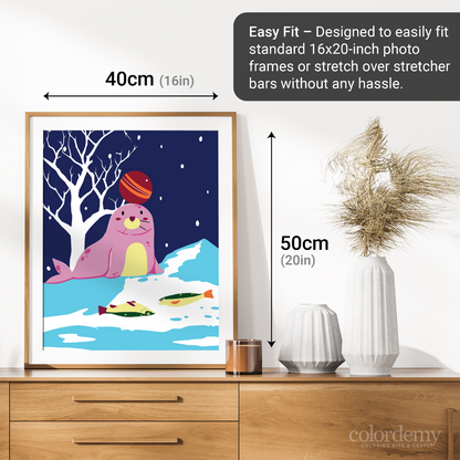 40x50cm Paint by Numbers Kit: Snowy Serenity: Pink Simple Seal