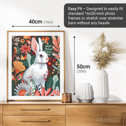 40x50cm Paint by Numbers Kit: Floral Elegance - White Rabbit Portrait