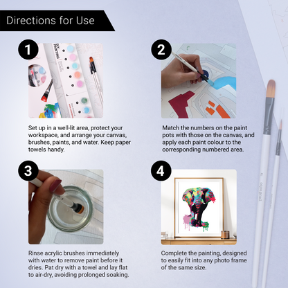 40x50cm Paint by Numbers Kit:  Safari Spectacle: Vibrant Splash Elephant