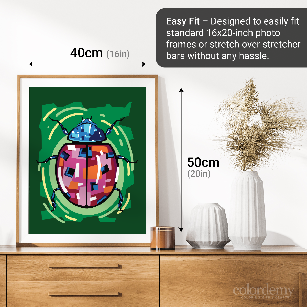 40x50cm Paint by Numbers Kit: Colourful Ladybug - Artistry with a Pop of Colour