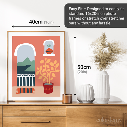 40x50cm Paint by Numbers Kit: Balcony Retreat: Minimalist Mountain View