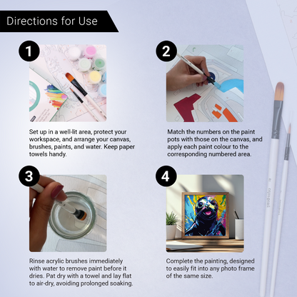 2-in-1 Paint by Numbers Kit - Rolled Canvases (20x25cm & 20x20cm), 16 Colours (Sea Life - Black Seal)