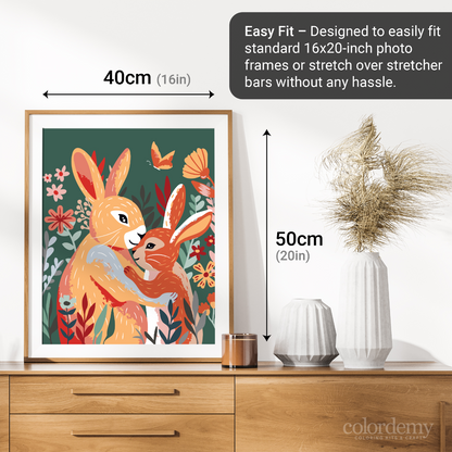 40x50cm Paint by Numbers Kit: Easter Blossoms - Mother-Daughter Rabbit Duo
