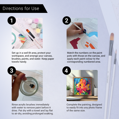 2-in-1 Paint by Numbers Kit - Rolled Canvases (20x25cm & 20x20cm), 16 Colours (Sea Life - Red Scorpion Fish)