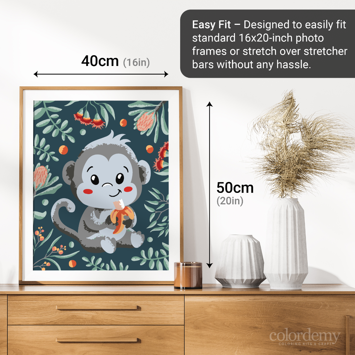 40x50cm Paint by Numbers Kit: Banana Bliss: Simple Monkey with Leafy Background