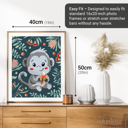 40x50cm Paint by Numbers Kit: Banana Bliss: Simple Monkey with Leafy Background